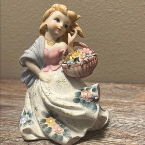 Lefton Porcelain Figurine with Pink and Blue Accents